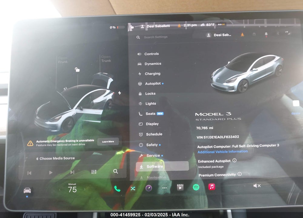 2020 TESLA MODEL 3 VIN: 5YJ3E1EA0LF633402
