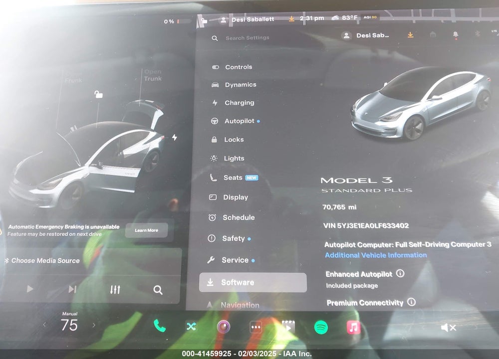 2020 TESLA MODEL 3 VIN: 5YJ3E1EA0LF633402