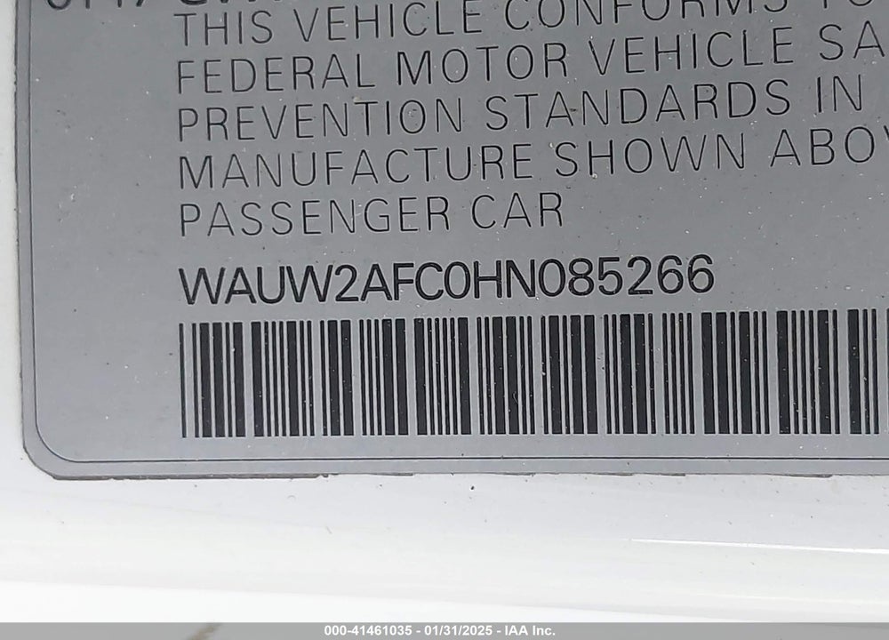 2017 AUDI A7 VIN: WAUW2AFC0HN085266