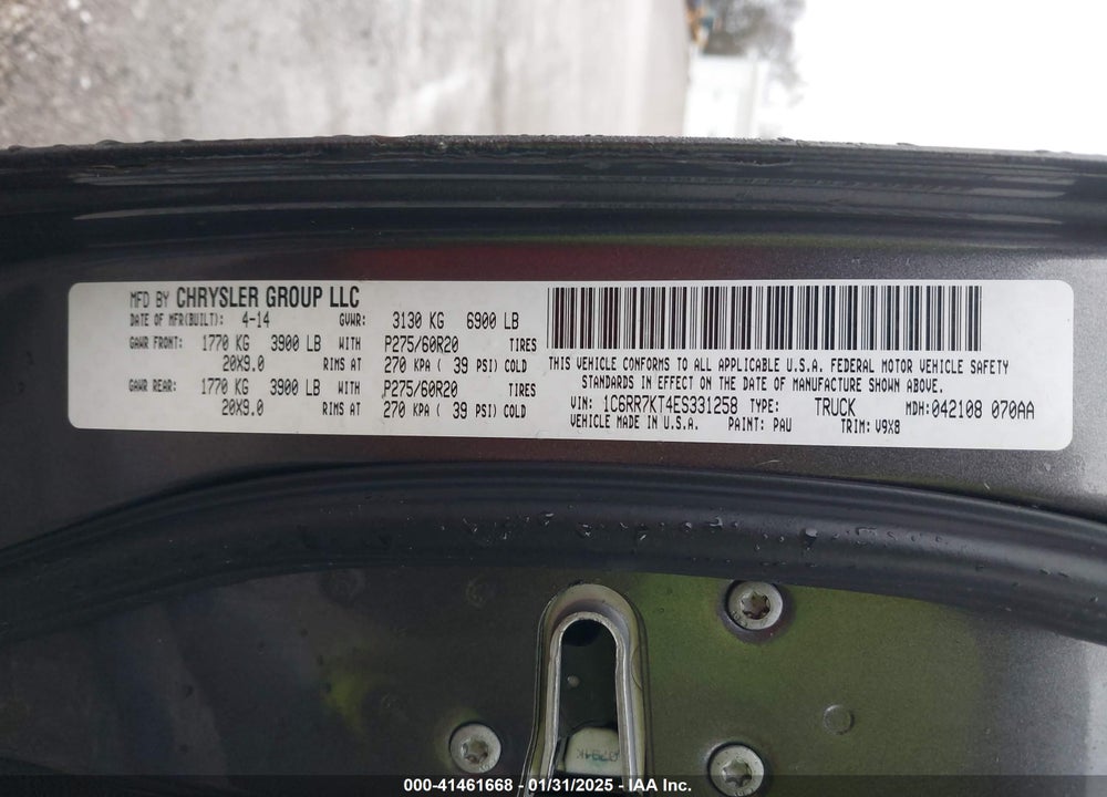 2014 RAM 1500 VIN: 1C6RR7KT4ES331258