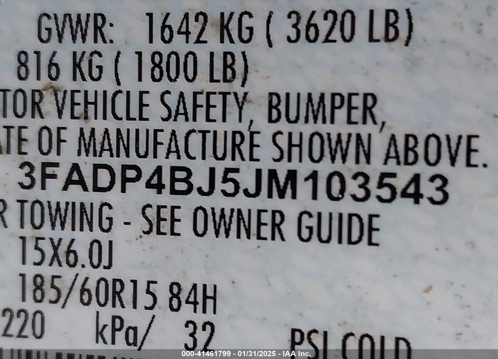 2018 FORD FIESTA SE VIN: 3FADP4BJ5JM103543