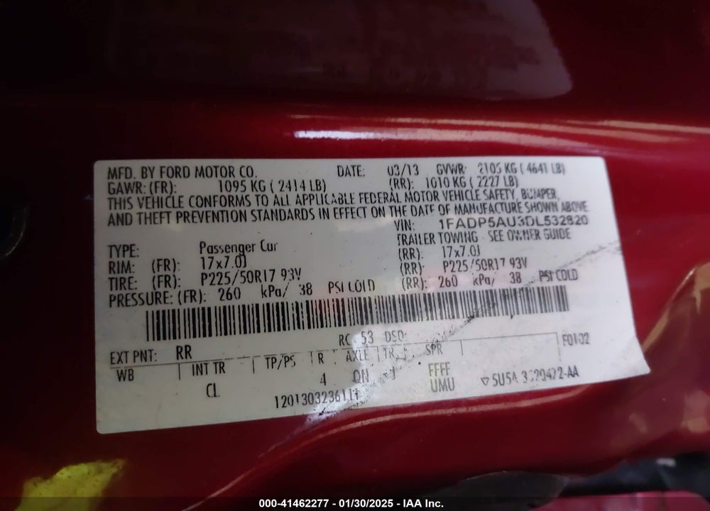 2013 FORD C-MAX VIN: 1FADP5AU3DL532820
