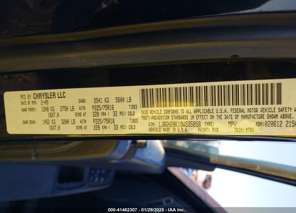 2009 JEEP LIBERTY SPORT VIN: 1J8GN28K19W535858