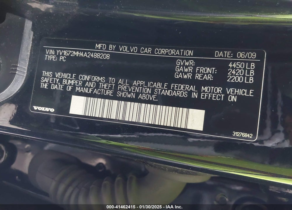 2010 VOLVO S40 T5 R-DESIGN VIN: YV1672MH4A2488208