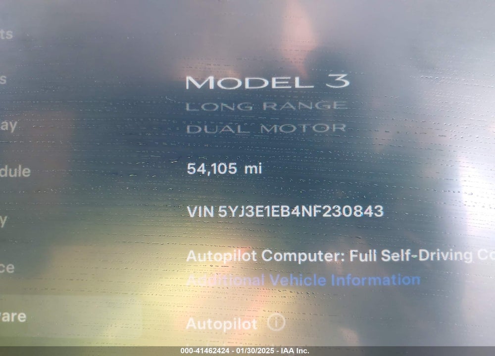 2022 TESLA MODEL 3 VIN: 5YJ3E1EB4NF230843