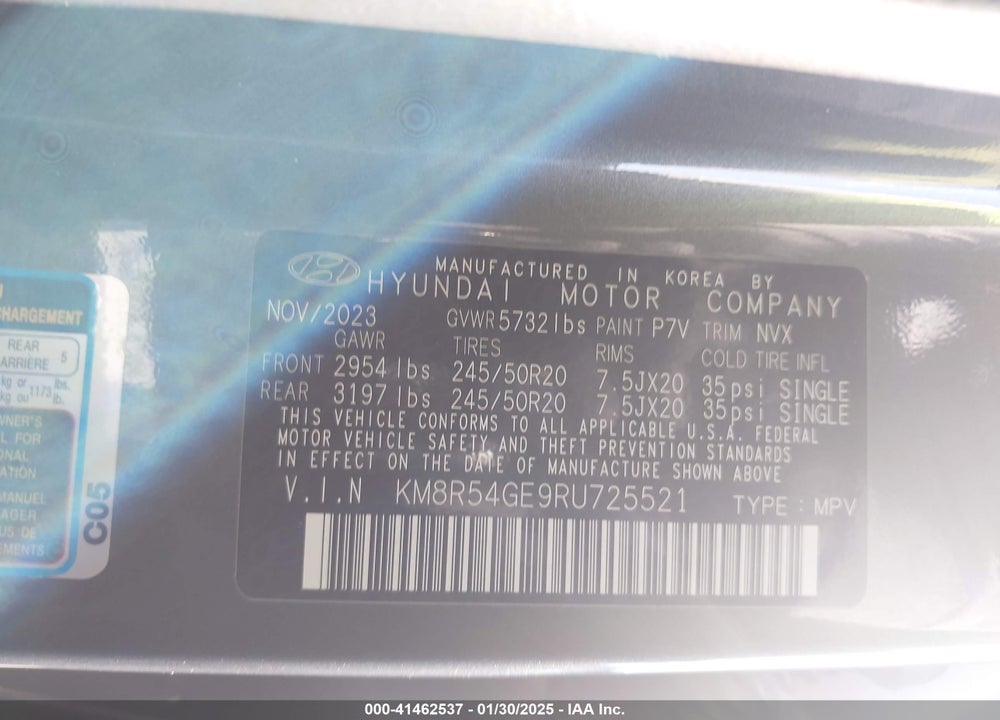 2024 HYUNDAI PALISADE LIMITED VIN: KM8R54GE9RU725521