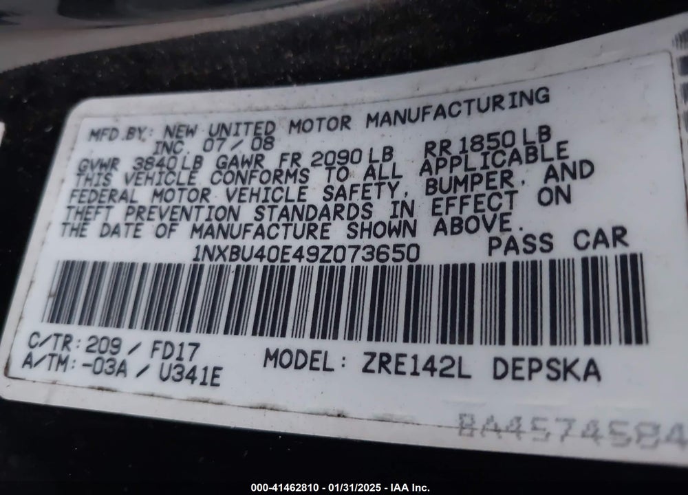 2009 TOYOTA COROLLA S VIN: 1NXBU40E49Z073650