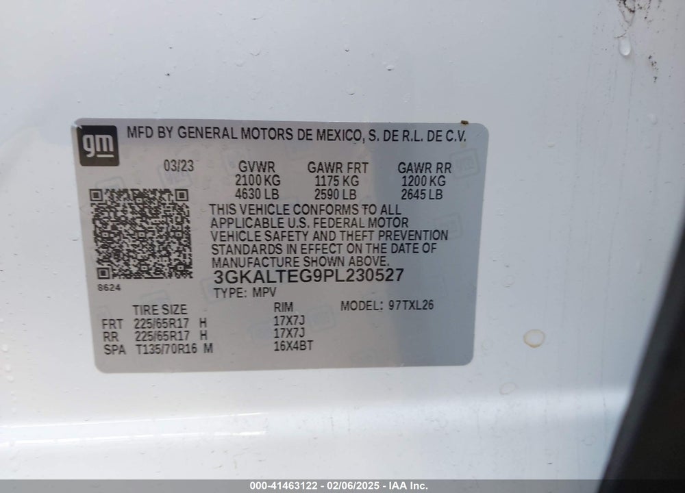 2023 GMC TERRAIN AWD SLE VIN: 3GKALTEG9PL230527
