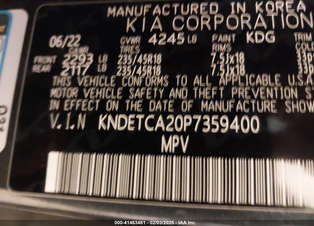 2023 KIA SELTOS VIN: KNDETCA20P7359400