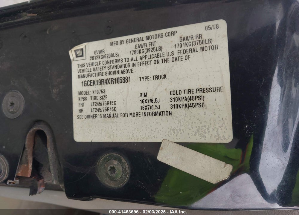 1999 CHEVROLET K1500 LS VIN: 1GCEK19R4XR105881