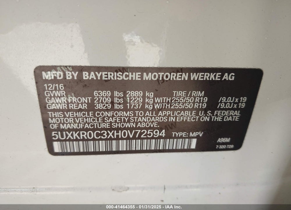 2017 BMW X5 VIN: 5UXKR0C3XH0V72594