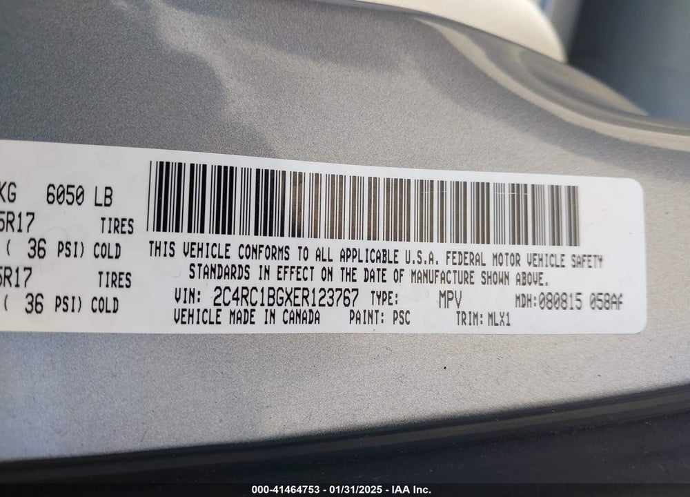 2014 CHRYSLER TOWN & COUNTRY VIN: 2C4RC1BGXER123767