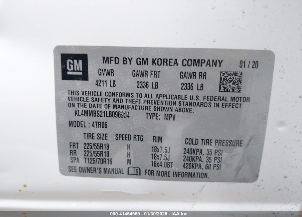 2020 BUICK ENCORE GX FWD PREFERRED VIN: KL4MMBS21LB096904