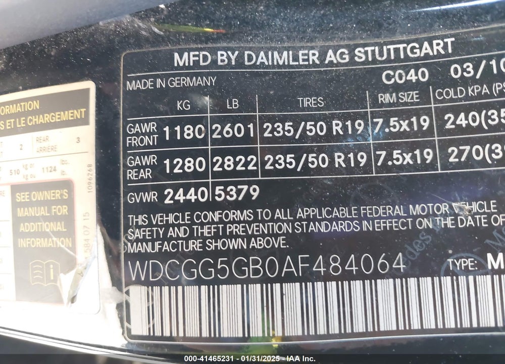 2010 MERCEDES-BENZ GLK 350 VIN: WDCGG5GB0AF484064