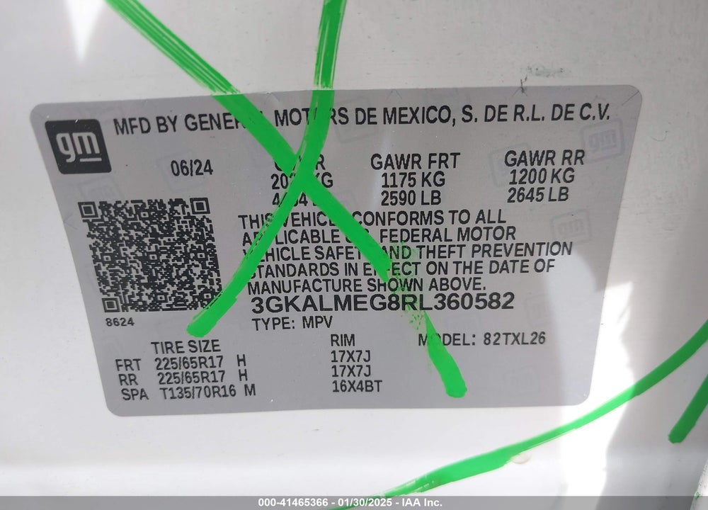 2024 GMC TERRAIN FWD SLE VIN: 3GKALMEG8RL360582