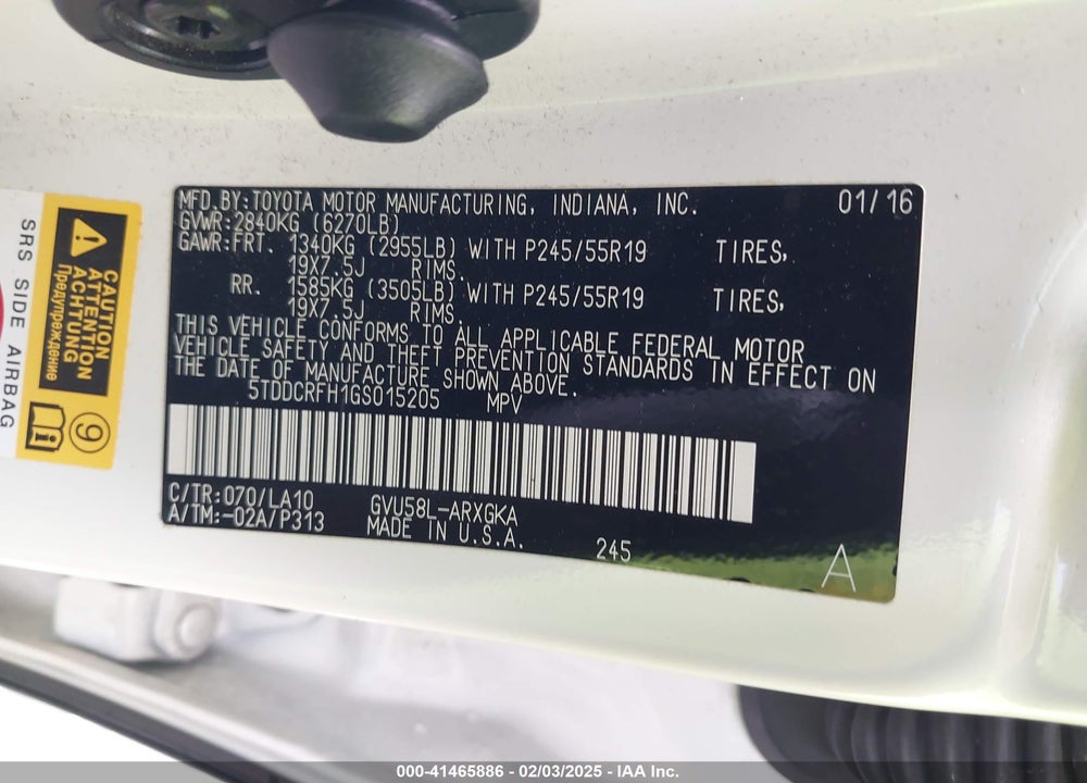 2016 TOYOTA HIGHLANDER HYBRID LIMITED VIN: 5TDDCRFH1GS015205