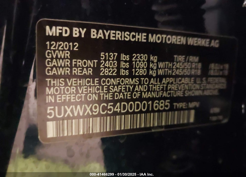 2013 BMW X3 XDRIVE28I VIN: 5UXWX9C54D0D01685