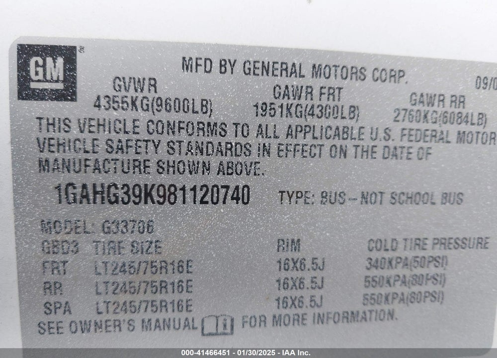 2008 CHEVROLET EXPRESS LS VIN: 1GAHG39K981120740