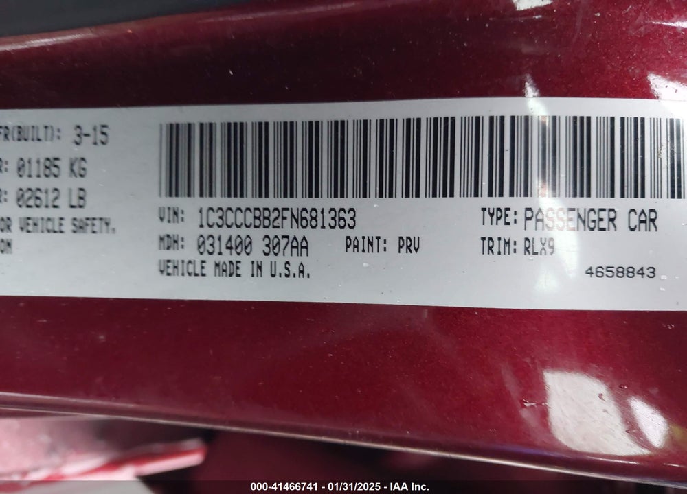 2015 CHRYSLER 200 S VIN: 1C3CCCBB2FN681363