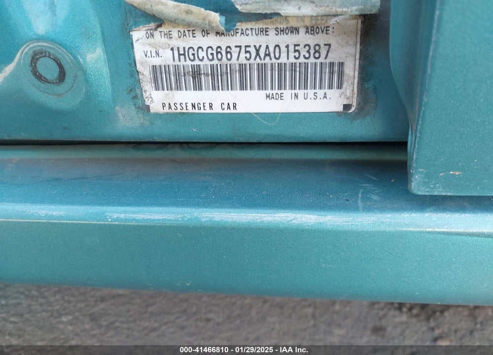 1999 HONDA ACCORD EX VIN: 1HGCG6675XA015387