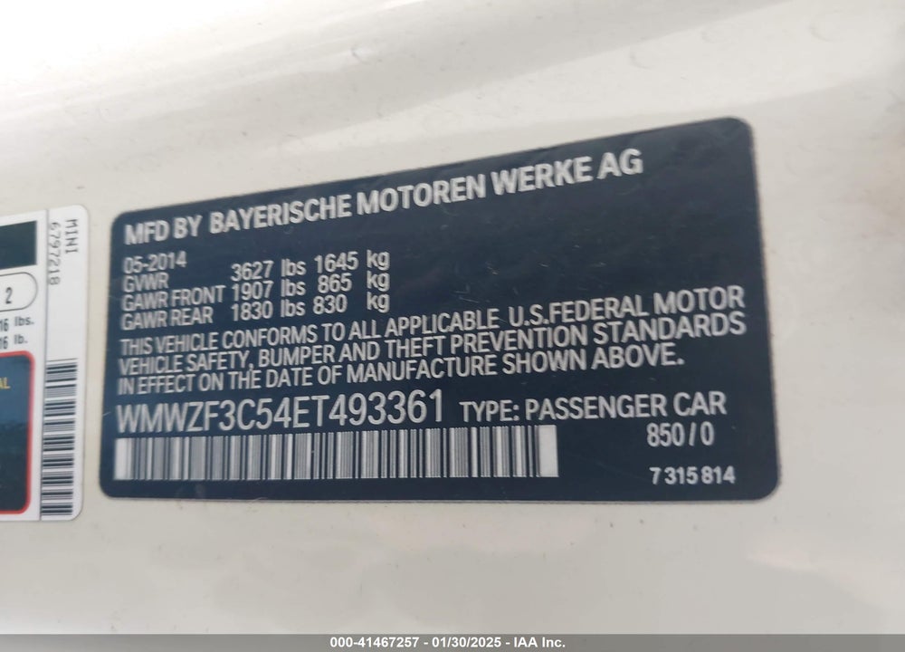 2014 MINI CLUBMAN COOPER VIN: WMWZF3C54ET493361