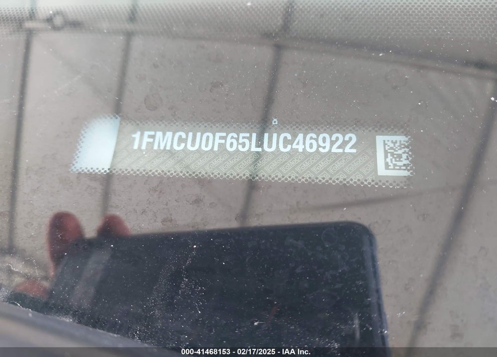 2020 FORD ESCAPE S VIN: 1FMCU0F65LUC46922