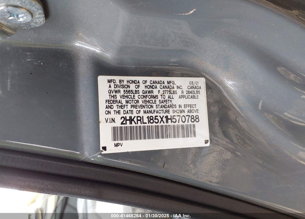 2001 HONDA ODYSSEY LX VIN: 2HKRL185X1H570788