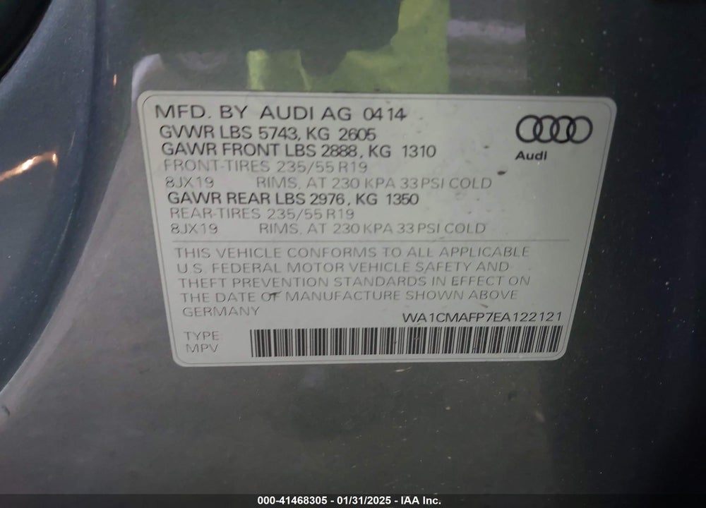 2014 AUDI Q5 3.0 TDI PREMIUM PLUS VIN: WA1CMAFP7EA122121