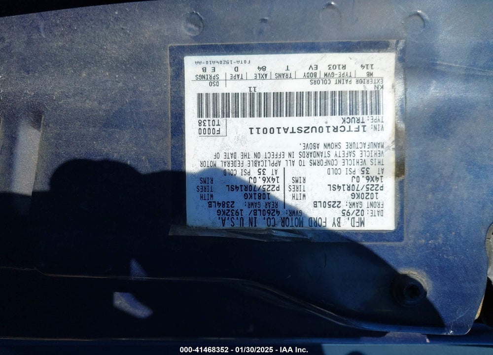 1995 FORD RANGER VIN: 1FTCR10U2STA10011