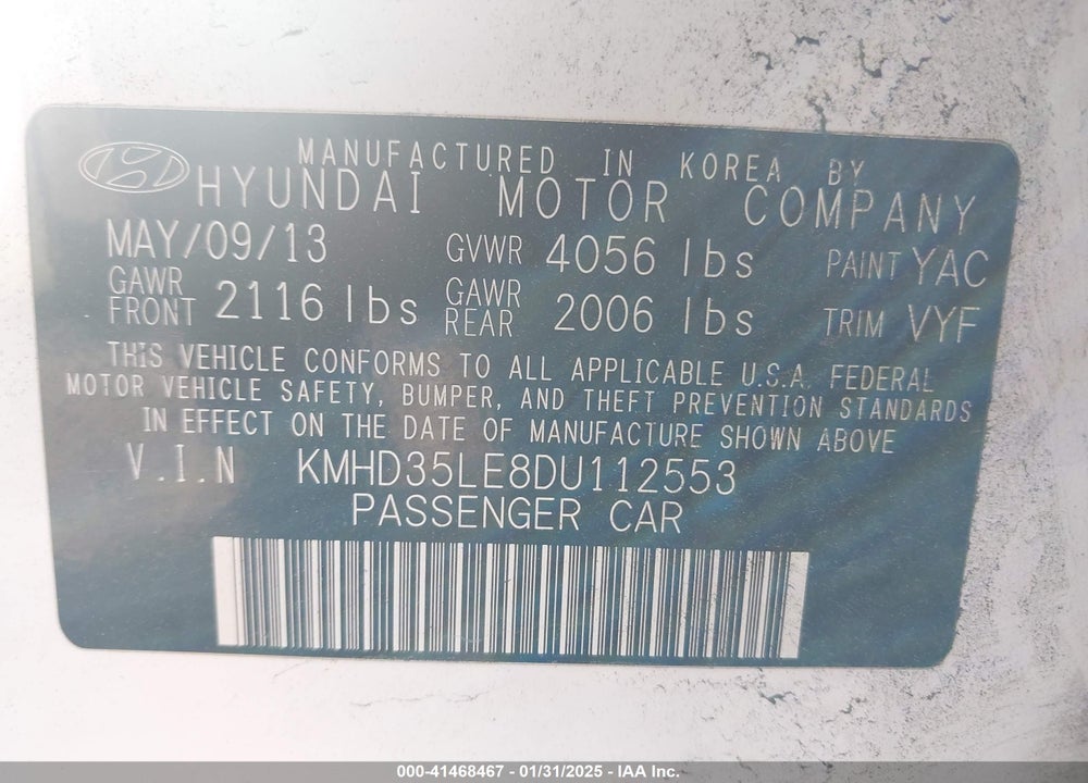 2013 HYUNDAI ELANTRA GT VIN: KMHD35LE8DU112553