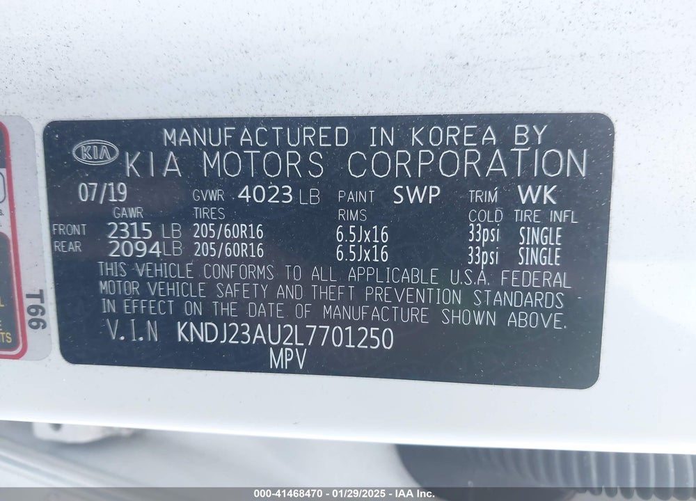 2020 KIA SOUL VIN: KNDJ23AU2L7701250