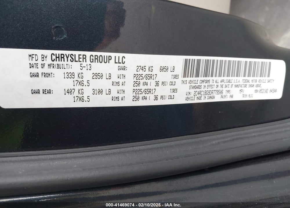 2013 CHRYSLER TOWN & COUNTRY TOURING VIN: 2C4RC1BG9DR779506