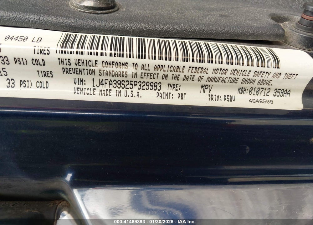 2005 JEEP WRANGLER X VIN: 1J4FA39S25P329983