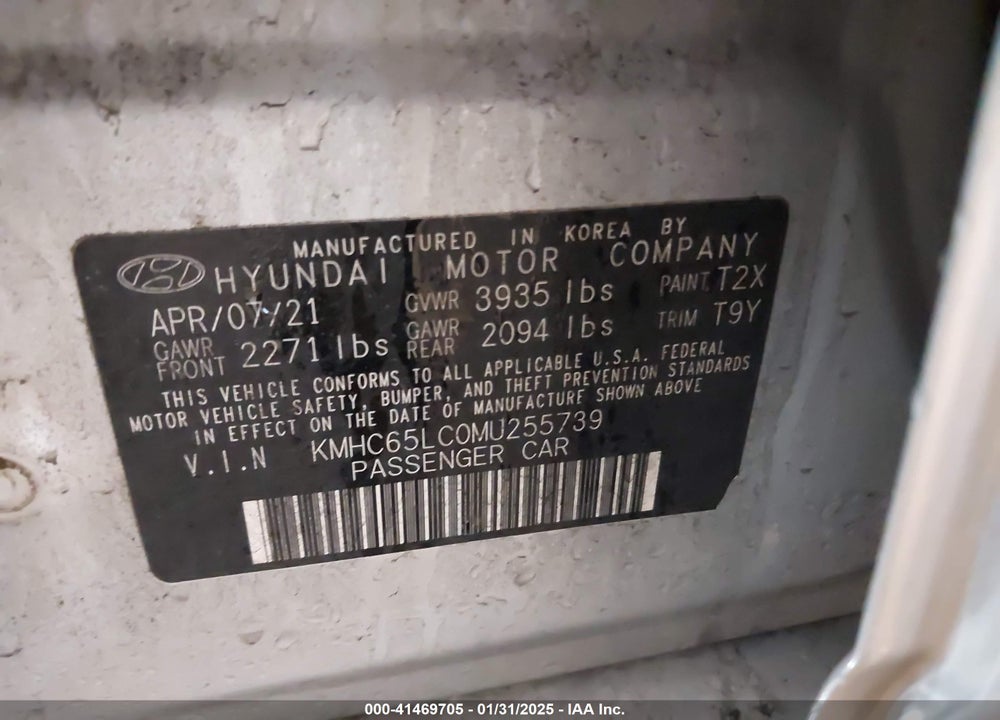 2021 HYUNDAI IONIQ HYBRID BLUE VIN: KMHC65LC0MU255739