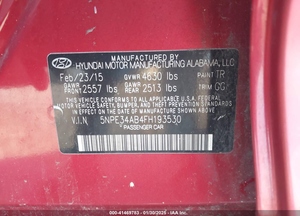 2015 HYUNDAI SONATA VIN: 5NPE34AB4FH193530
