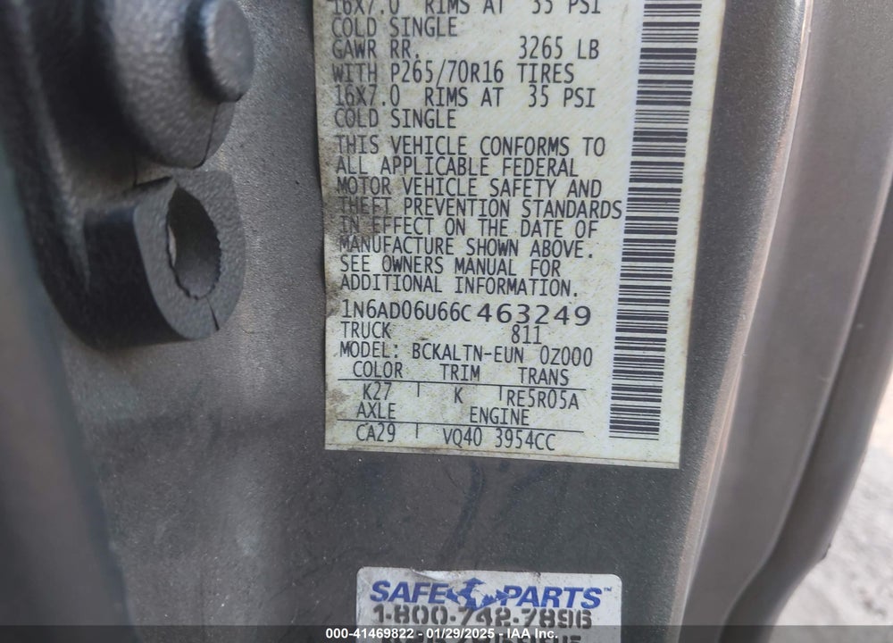 2006 NISSAN FRONTIER VIN: 1N6AD06U66C463249