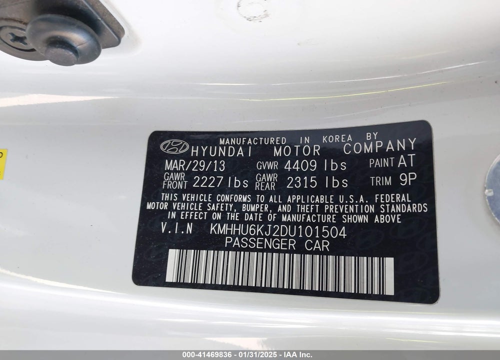2013 HYUNDAI GENESIS COUPE VIN: KMHHU6KJ2DU101504