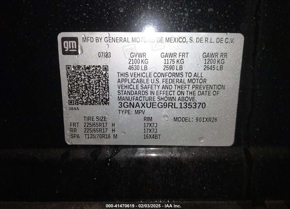 2024 CHEVROLET EQUINOX AWD LT VIN: 3GNAXUEG9RL135370