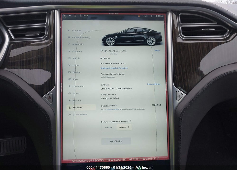 2013 TESLA MODEL S VIN: 5YJSA1CN0DFP20053