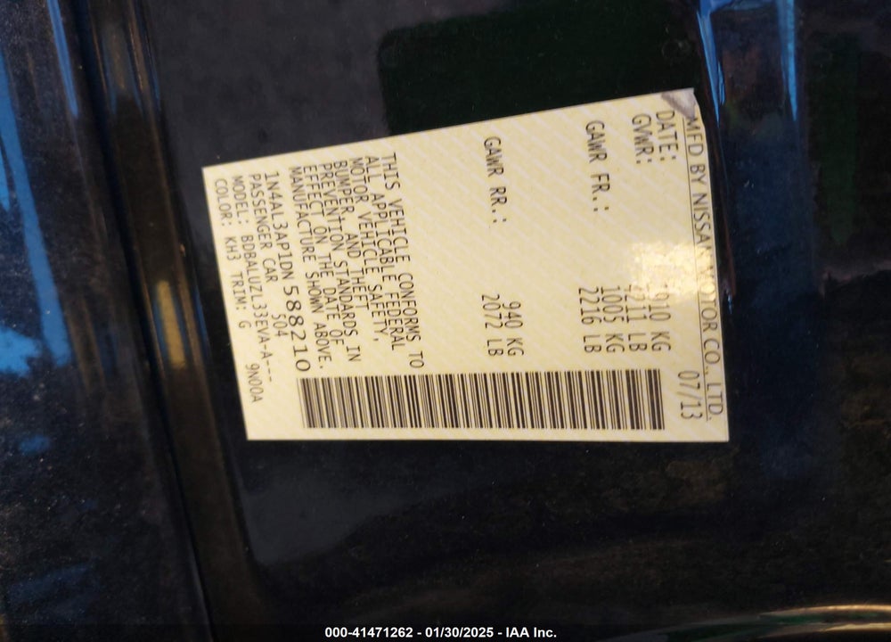 2013 NISSAN ALTIMA 2.5 SV VIN: 1N4AL3AP1DN588210