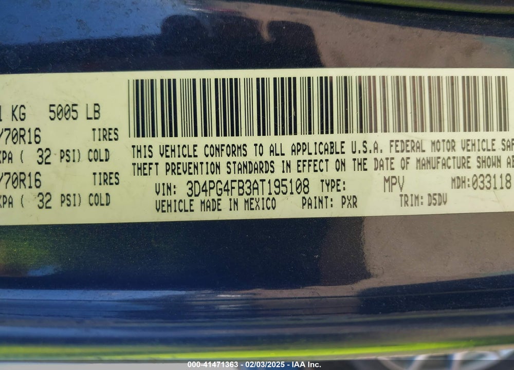 2010 DODGE JOURNEY SE VIN: 3D4PG4FB3AT195108