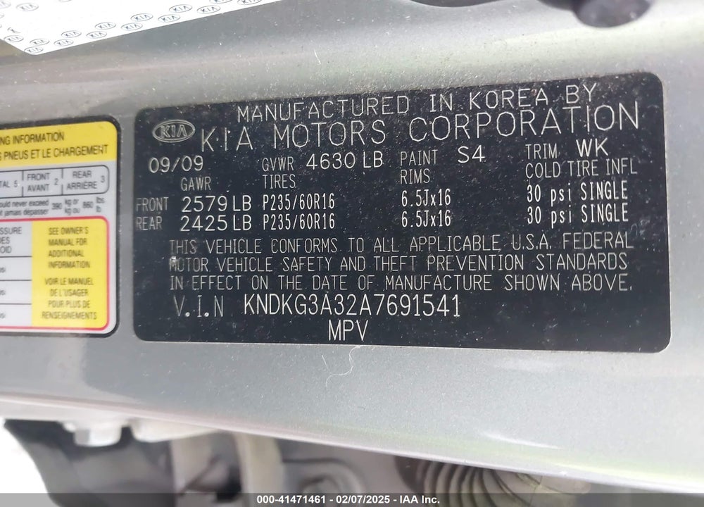 2010 KIA SPORTAGE LX V6 VIN: KNDKG3A32A7691541