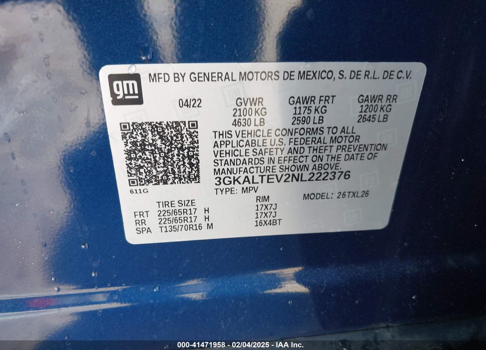 2022 GMC TERRAIN AWD SLE VIN: 3GKALTEV2NL222376