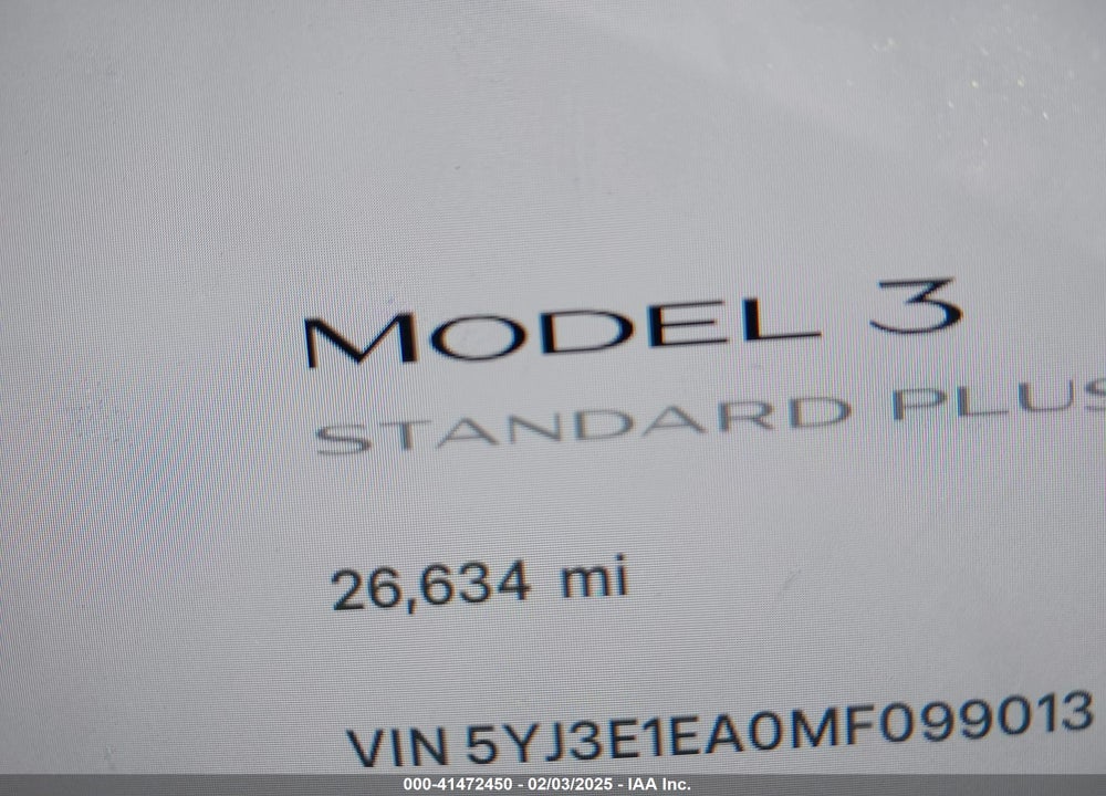 2021 TESLA MODEL 3 VIN: 5YJ3E1EA0MF099013
