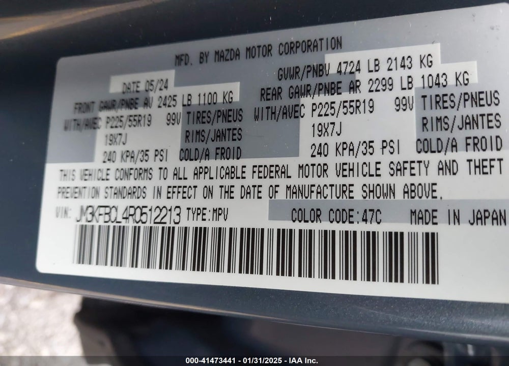 2024 MAZDA CX-5 VIN: JM3KFBCL4R0512213