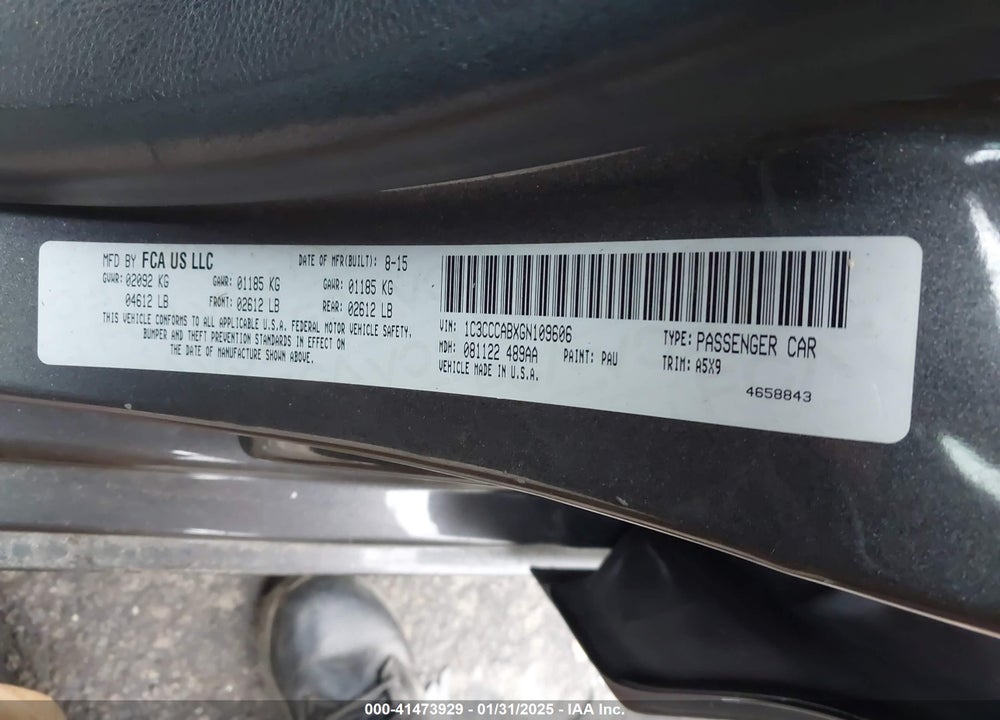 2016 CHRYSLER 200 VIN: 1C3CCCABXGN109606