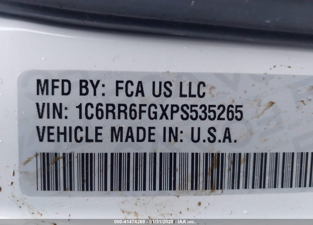 2023 RAM 1500 CLASSIC VIN: 1C6RR6FGXPS535265