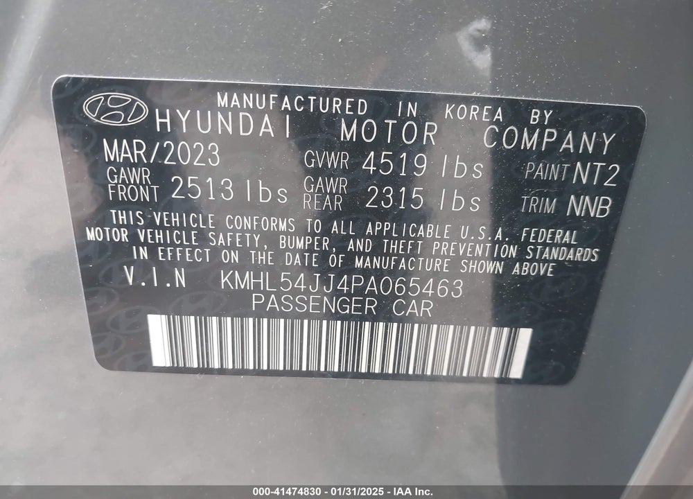 2023 HYUNDAI SONATA VIN: KMHL54JJ4PA065463