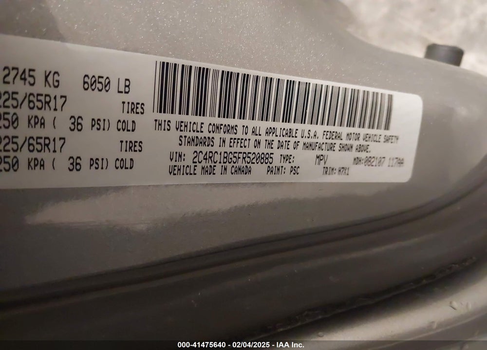 2015 CHRYSLER TOWN & COUNTRY TOURING VIN: 2C4RC1BG5FR520885