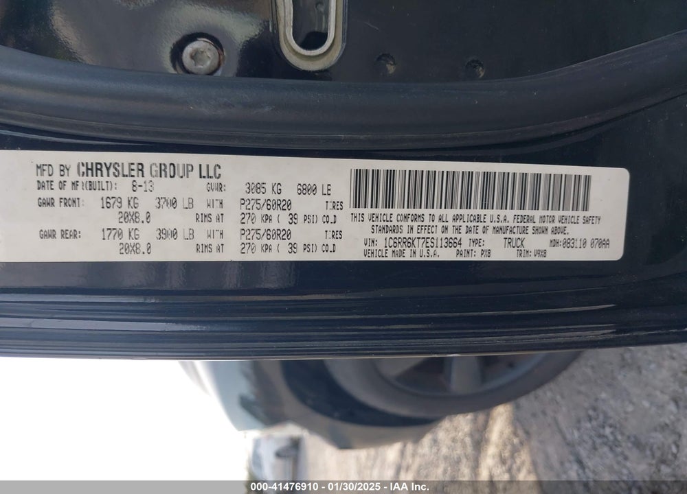 2014 RAM 1500 VIN: 1C6RR6KT7ES113664